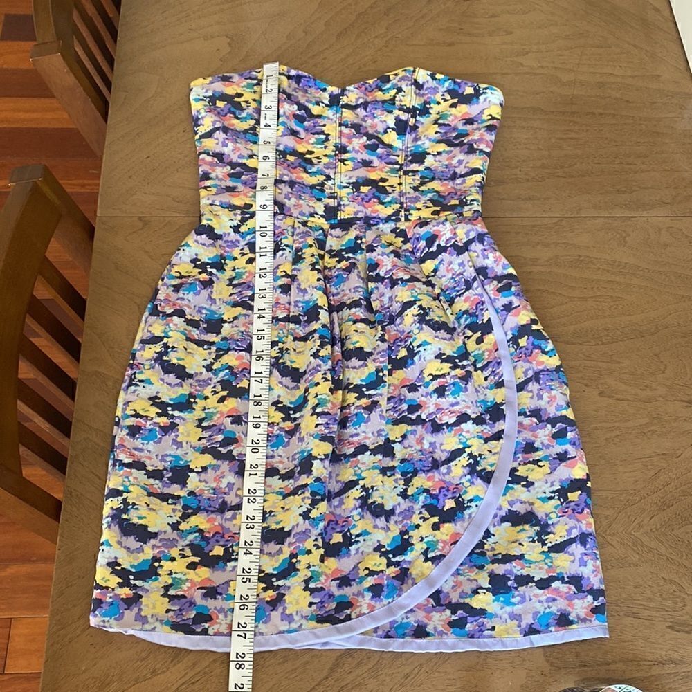 Charlotte Ronson Mini Sweetheart Strapless Dress in Abstract Watercolor Size 4 - Picture 13 of 14